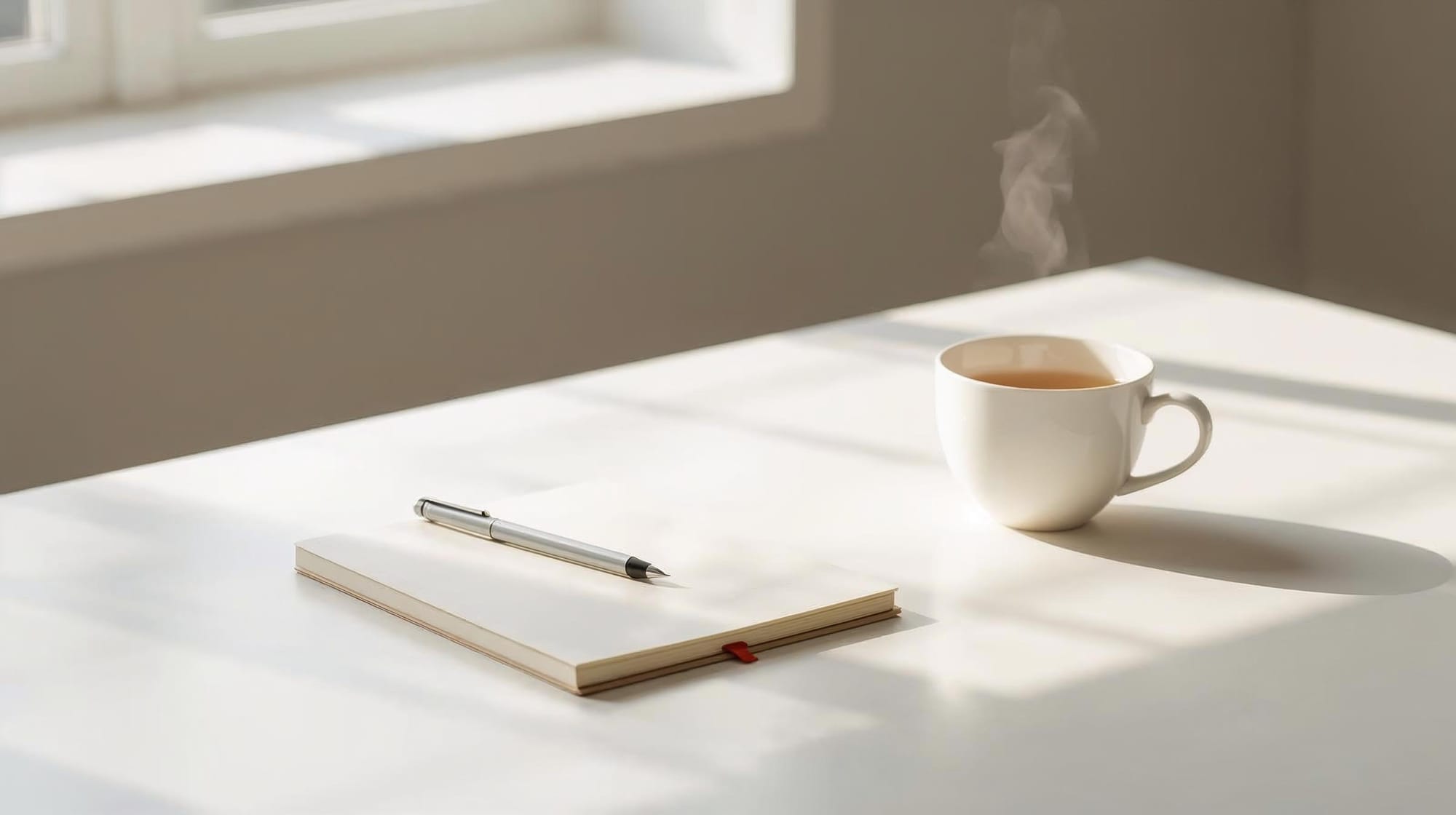 Minimal workspace symbolising preparation and planning before starting a diet or wellness journey in January