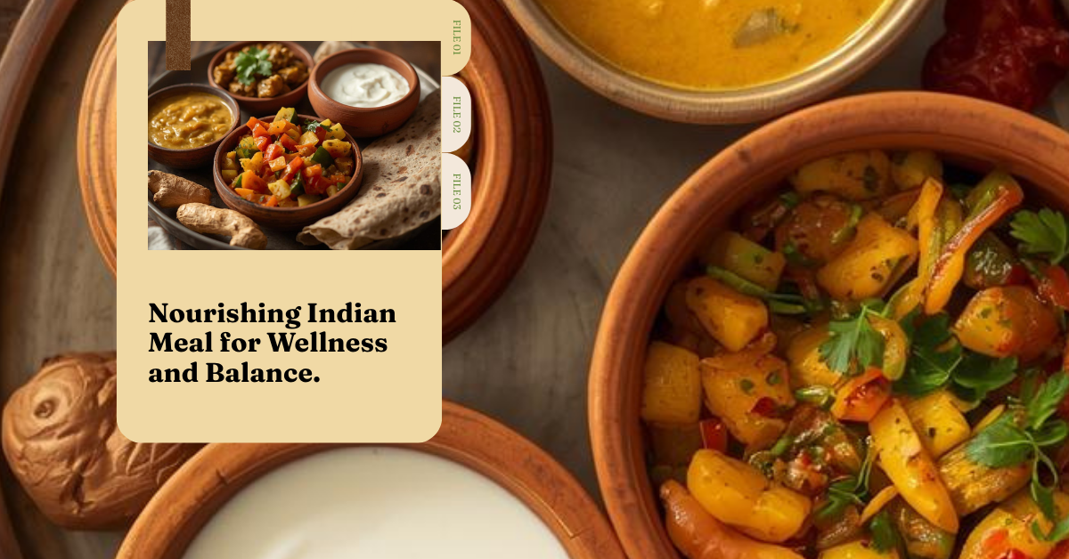 A balanced Indian anti-inflammatory meal with dal, vegetables, plain curd and whole grain roti — simple gut-friendly eating for reducing chronic inflammation