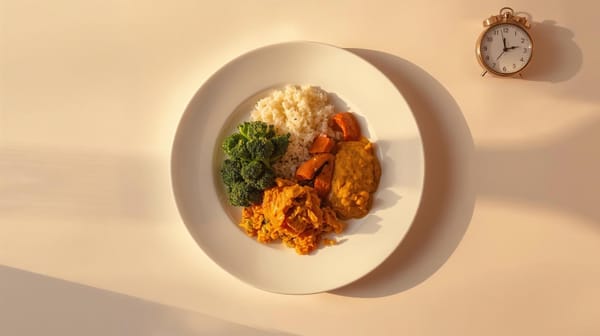 Ideal dinner time for weight loss in India: a light meal of dal, vegetables, and rice for lunch
